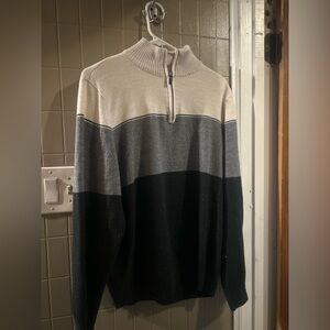 Men's Black and Gray Half-Zip Sweater